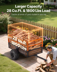 Dump Trailer 1800 Lbs 28 Cu. Ft Tow Behind Steel Garden Yard Trailer