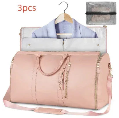 Large Capacity Travel Duffle Bag Women's Handbag Folding Suit Bag Waterproof Clothes Totes - Snagva