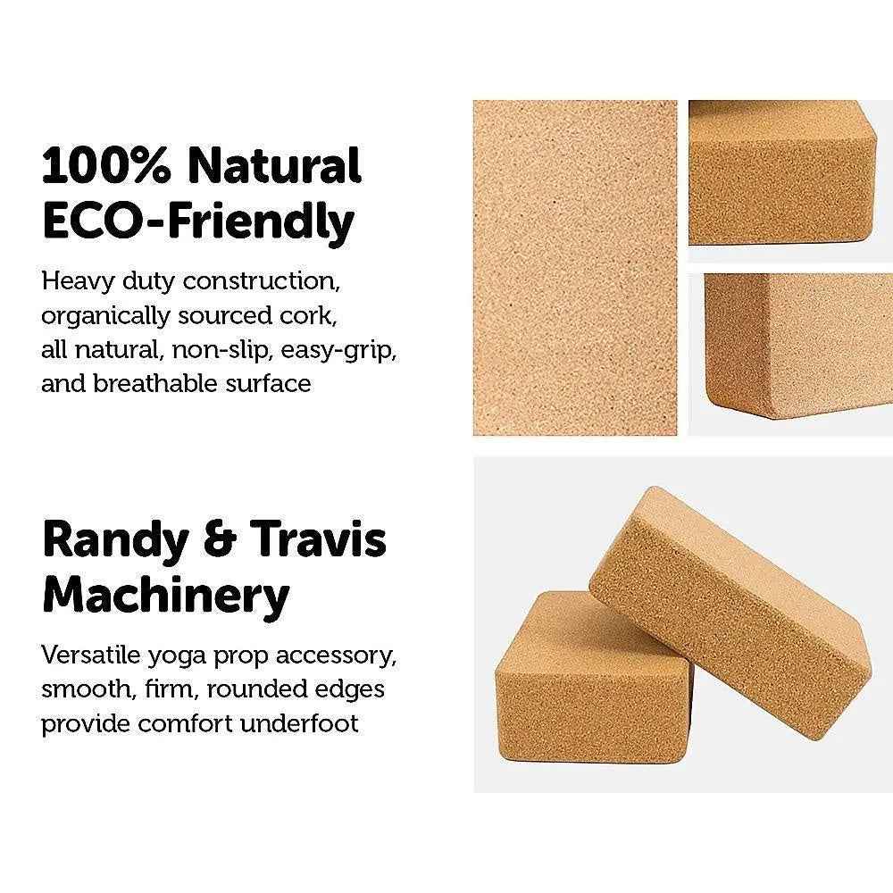 2x ECO-Friendly Cork Yoga Block Organic Yoga Prop Accessory Exercise