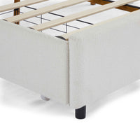 King Size Bed Frame with Drawer, Upholstered Smart Platform Bed with