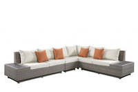 126inches X 100inches X 30inches Beige Fabric And Gray Wicker Patio