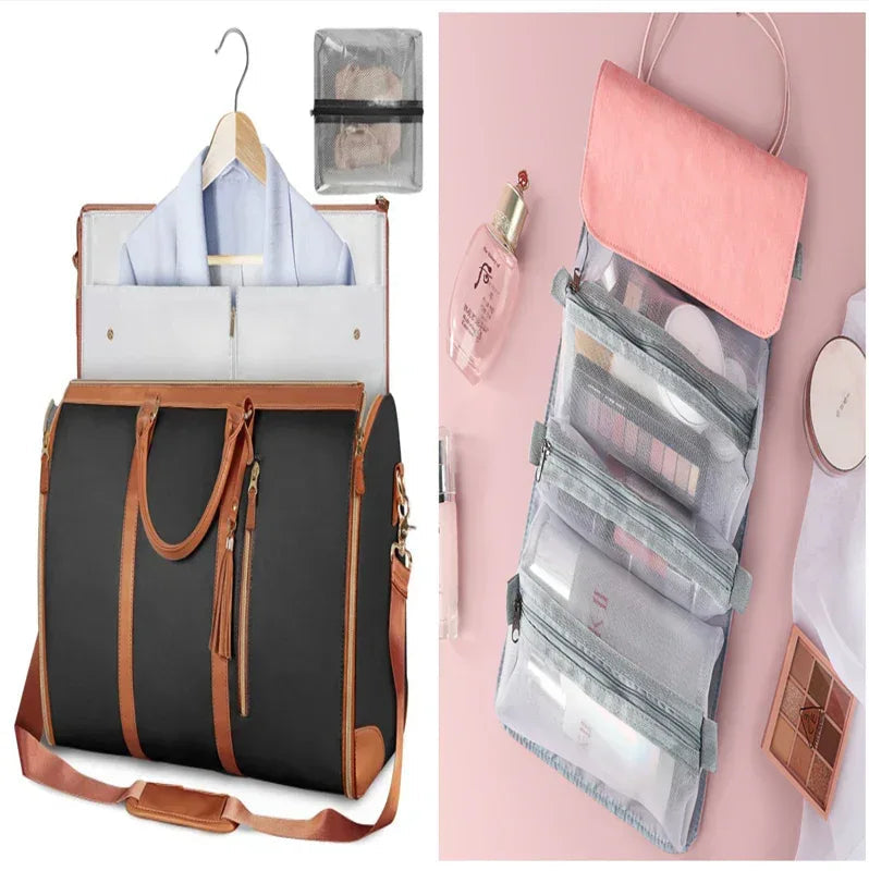 Large Capacity Travel Duffle Bag Women's Handbag Folding Suit Bag Waterproof Clothes Totes - Snagva