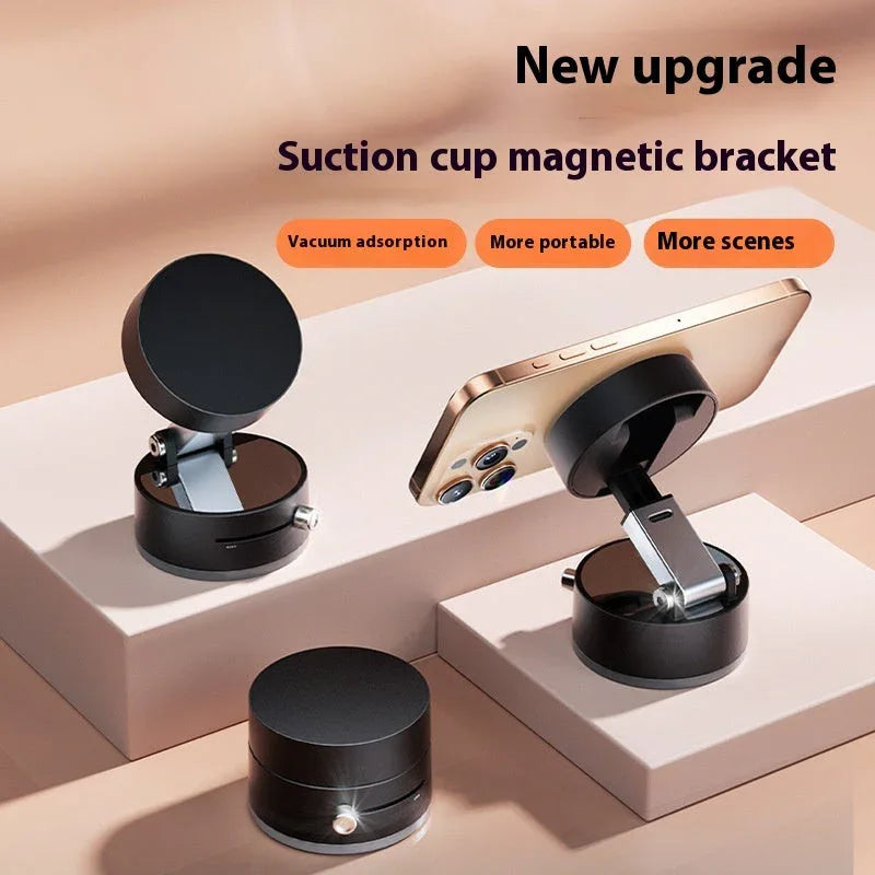 Foldable suction cup phone holder shown in folded compact position.