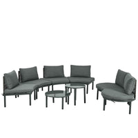 8-Piece Patio Sofa Furniture Set, Half Moon Outdoor Sectional Sofa