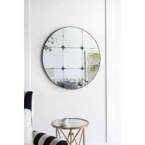 D36" Traditional Decor Style Round Antique Glass Wall Mirror, Wall