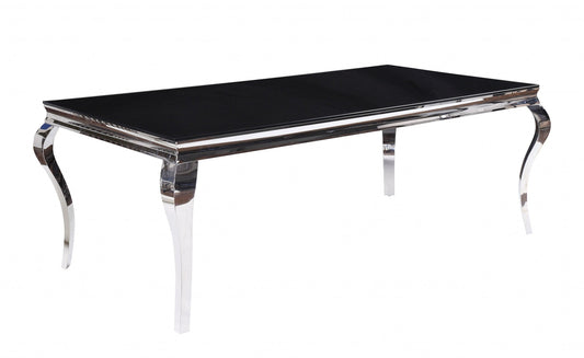 40inches X 80inches X 30inches Stainless Steel Black Glass  Dining
