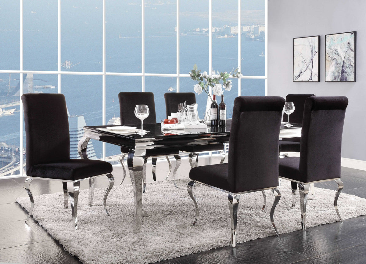 40inches X 80inches X 30inches Stainless Steel Black Glass  Dining