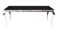 40inches X 80inches X 30inches Stainless Steel Black Glass  Dining