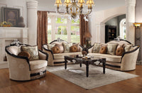 41inches X 91inches X 50inches Tan Fabric Black Upholstery Wood Sofa