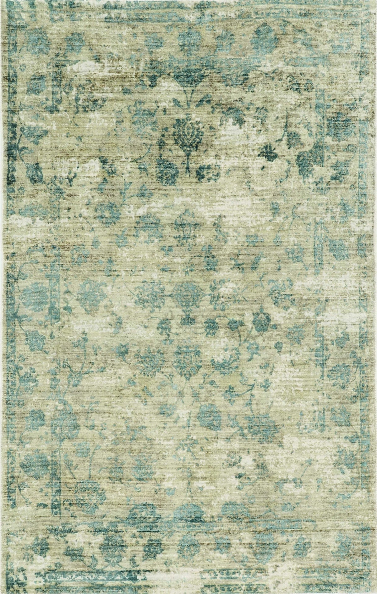 8inchesx10inches Sand Blue Hand Loomed Traditional Floral Indoor Area
