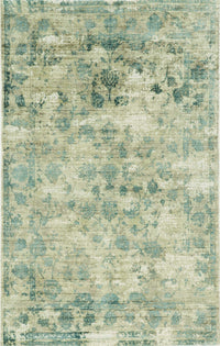 8inchesx10inches Sand Blue Hand Loomed Traditional Floral Indoor Area