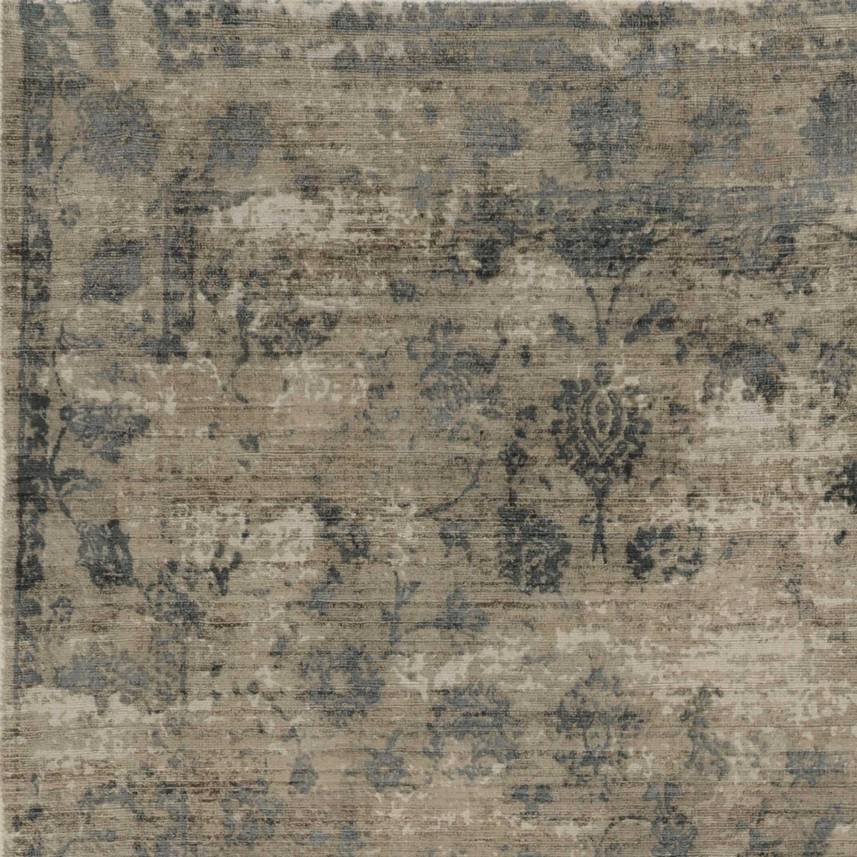 8inchesx10inches Sand Blue Hand Loomed Traditional Floral Indoor Area
