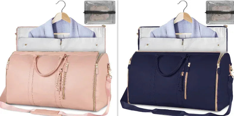 Large Capacity Travel Duffle Bag Women's Handbag Folding Suit Bag Waterproof Clothes Totes - Snagva