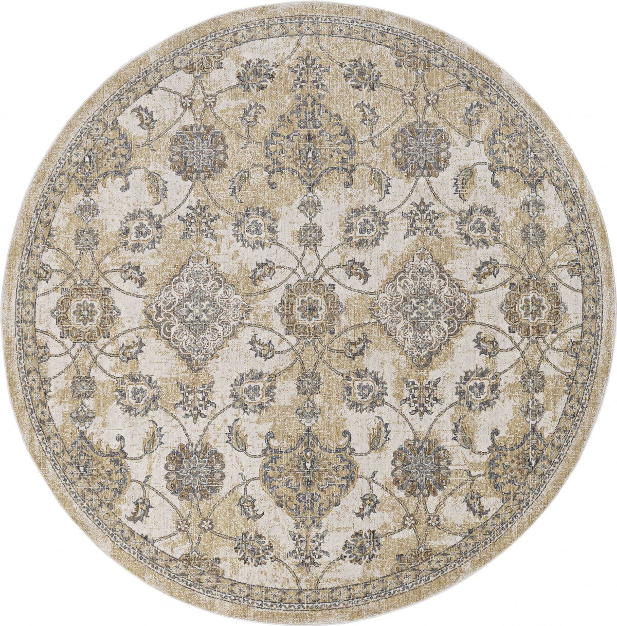 8inchesx11inches Ivory Sand Machine Woven Bordered Floral Vines Indoor