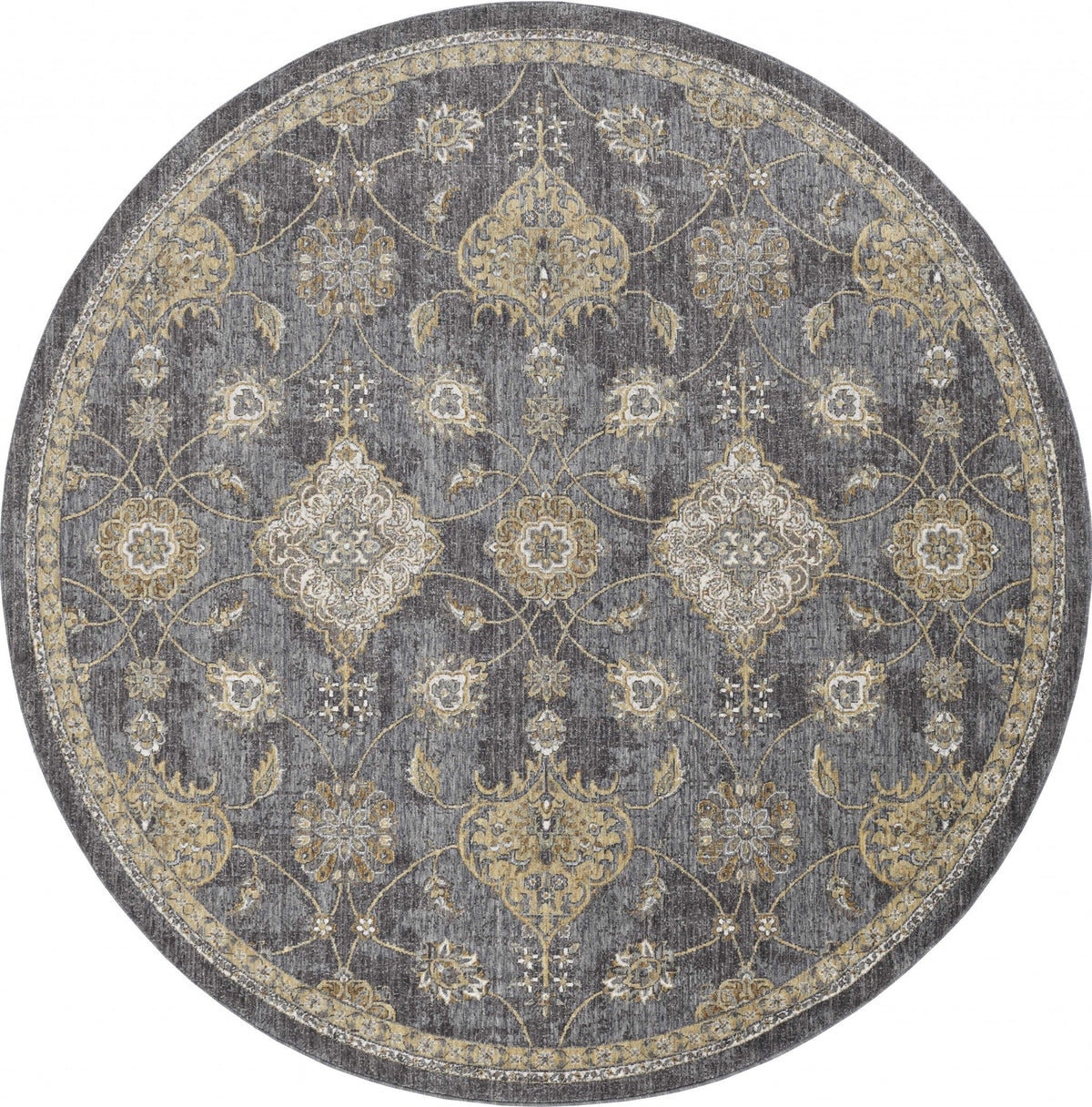 8inchesx11inches Slate Grey Machine Woven Bordered Floral Vines Indoor