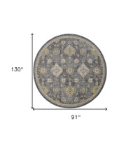 8inchesx11inches Slate Grey Machine Woven Bordered Floral Vines Indoor