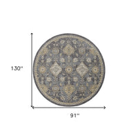 8inchesx11inches Slate Grey Machine Woven Bordered Floral Vines Indoor