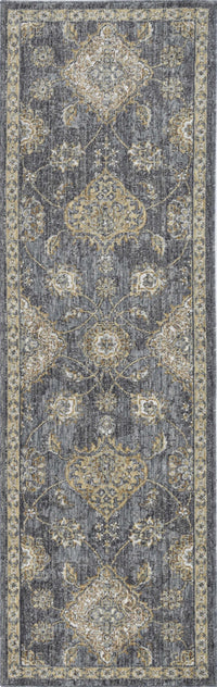 8inchesx11inches Slate Grey Machine Woven Bordered Floral Vines Indoor