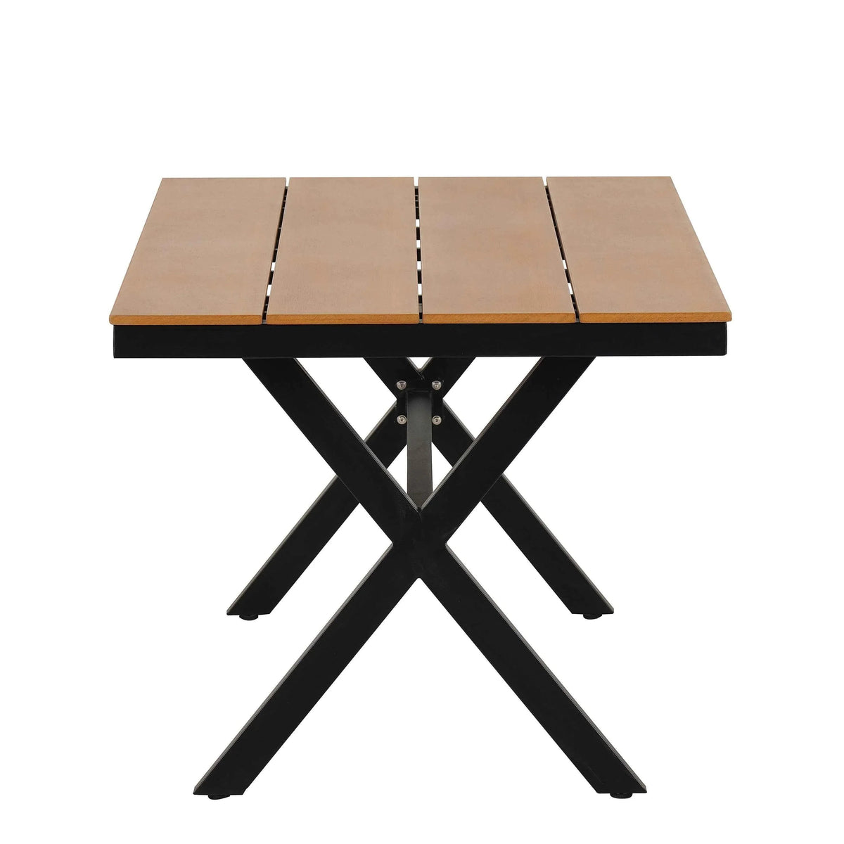 Contemporary Outdoor Set with PE Rattan Chairs and Plastic Wood