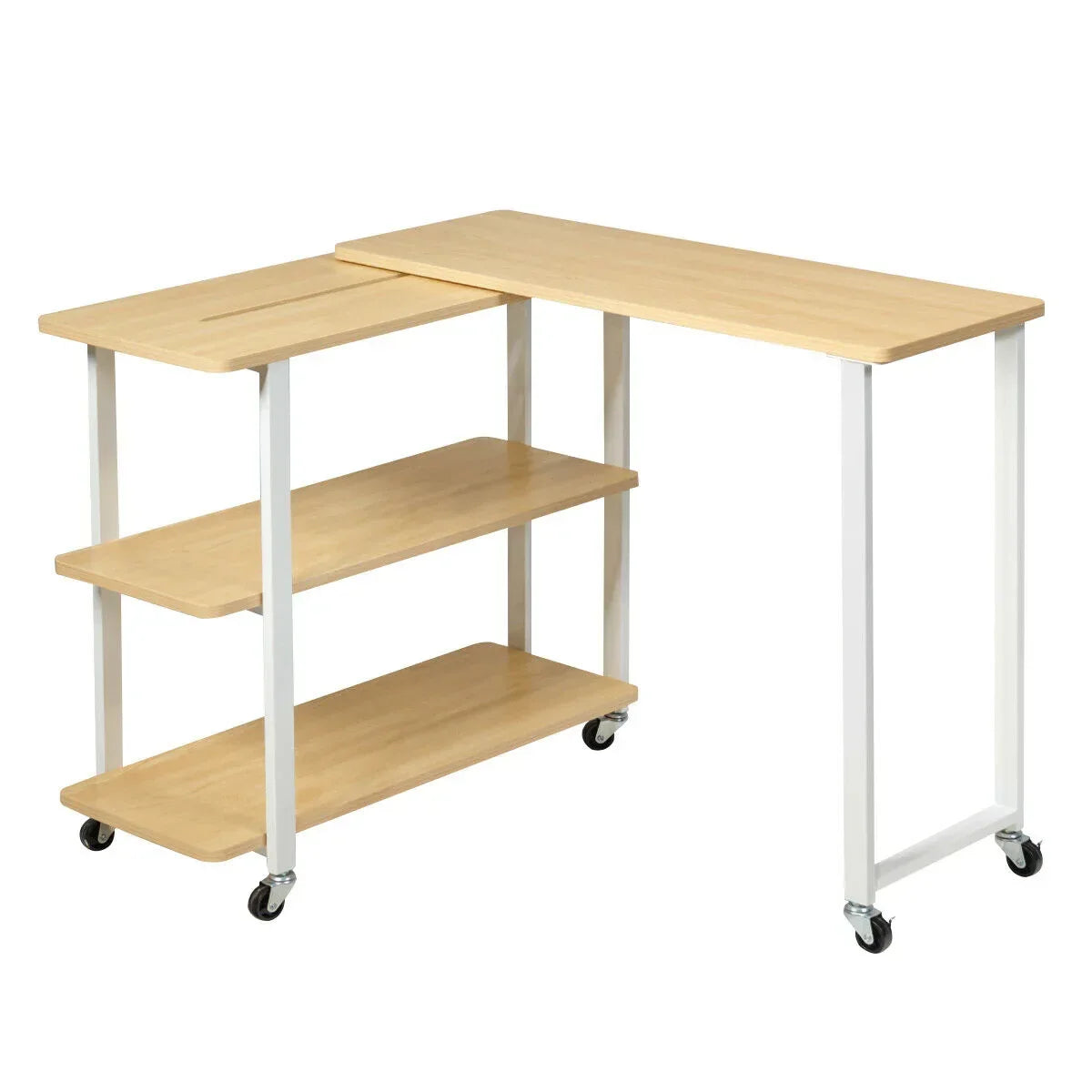 L-Shape 360° Rotating Computer PC Desk Corner Table - Snagva