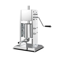 3L stainless steel manual vertical sausage stuffer with mounted base and ergonomic handle.