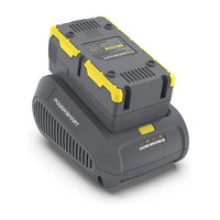 Side view of the lithium battery charger highlighting its compact design and casing details.