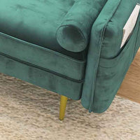 71'' Velvet Sofa,mid century couch with 2 throw pillows & pockets for