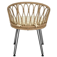 Outdoor Leisure Set, 2 Rattan Single Chairs with A Glass Round Table,
