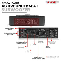 5Core 10 Inch Slim under Seat Car Audio Subwoofer 800W Built in - Snagva