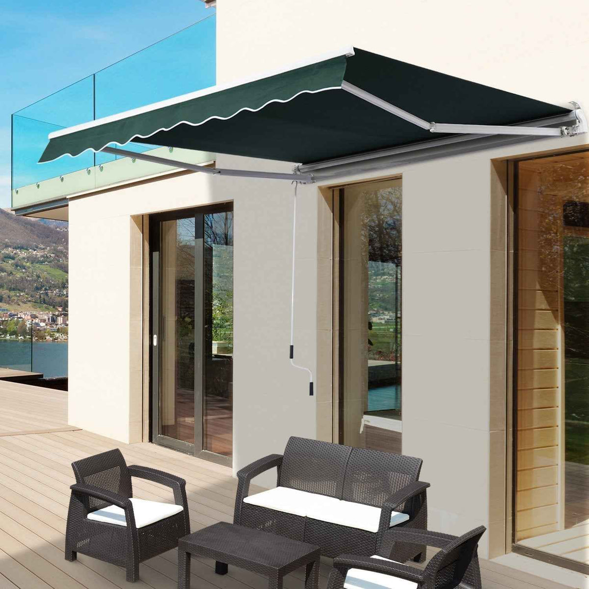 Manual Retractable Awning 6.6‚Äô x 8.2‚Äô Sunshade Shelter Canopy