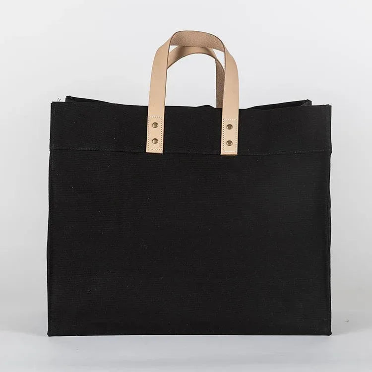 Box Tote Bag Canvas and Leather - Snagva