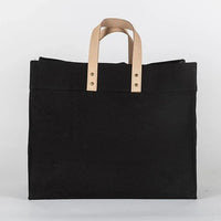 Box Tote Bag Canvas and Leather - Snagva
