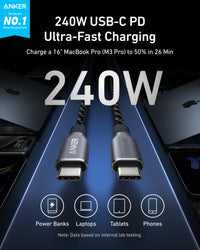 Anker Prime USB-C to USB-C Cable (240W, Upcycled-Braided)