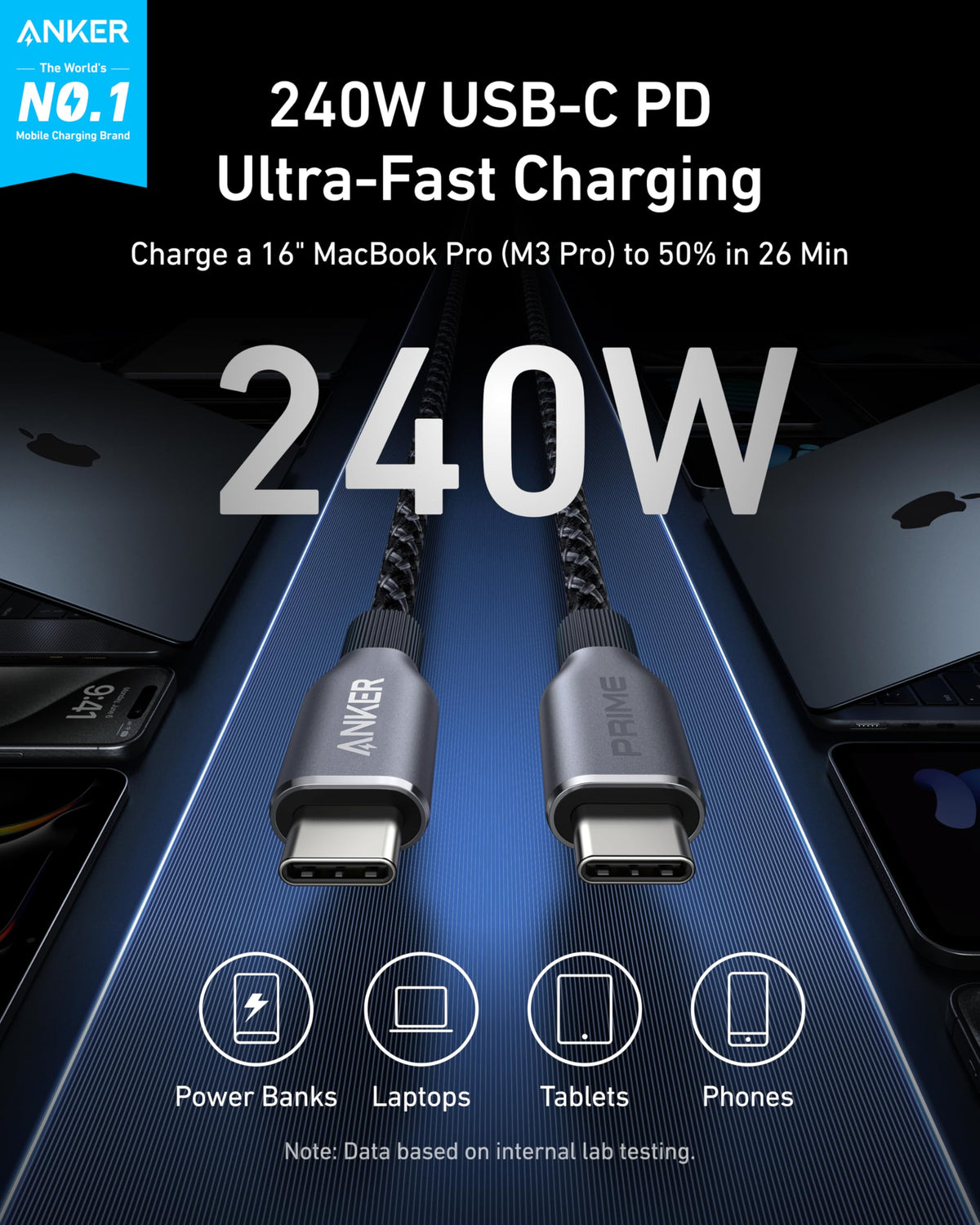 Anker Prime USB-C Cable 240W - product view 2