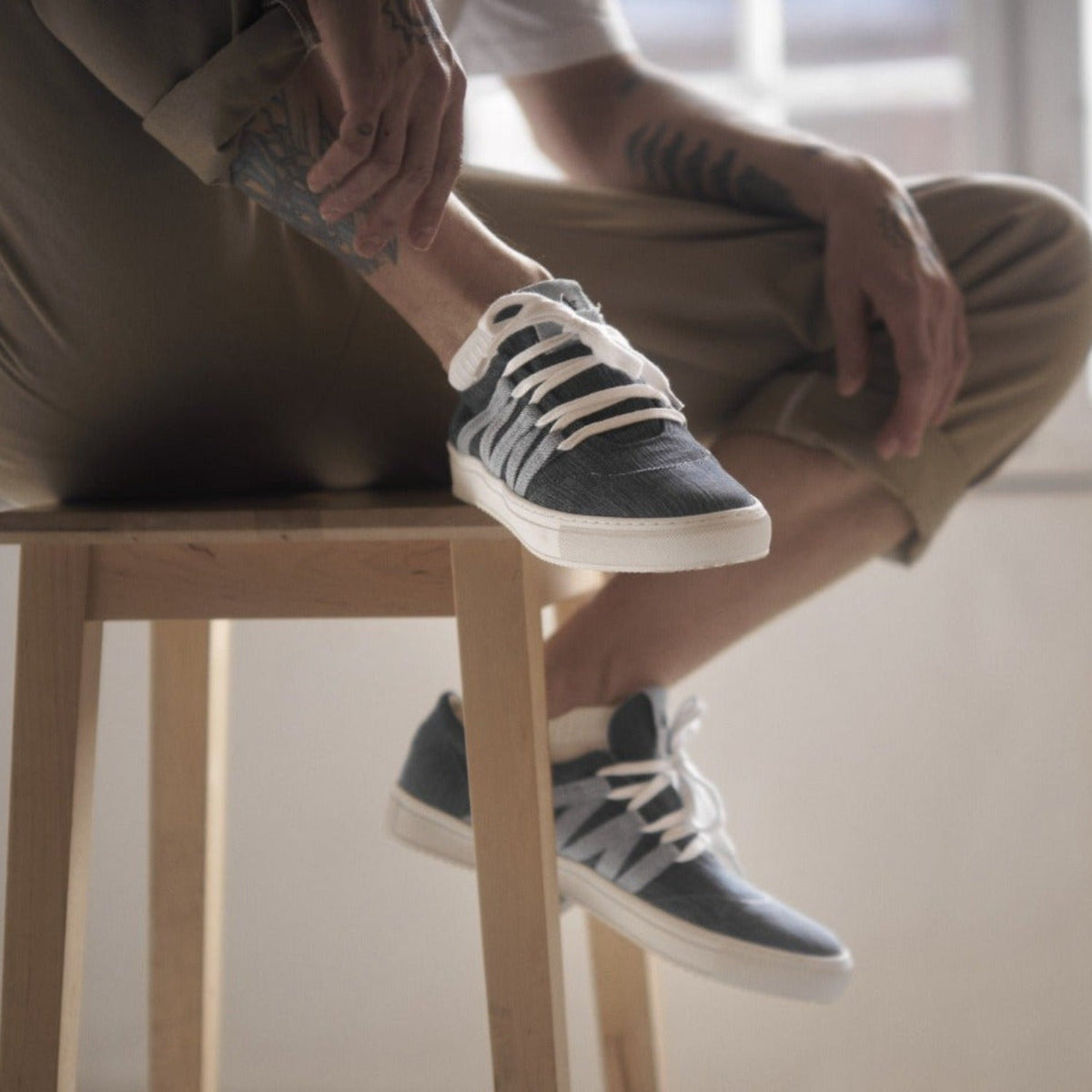 Snagva Blue Phoenix Sneaker – pair of upcycled denim sneakers