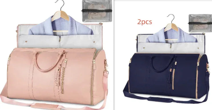 Large Capacity Travel Duffle Bag Women's Handbag Folding Suit Bag Waterproof Clothes Totes - Snagva