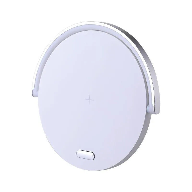 Wireless charger block holder from side angle showing slim, compact design.