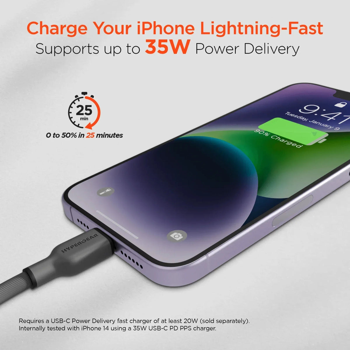 HyperGear Flexi PRO USB-C to Lightning Cable 6ft - Snagva
