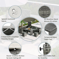 Outdoor 6-Piece All Weather PE Rattan Sofa Set, Garden Patio Wicker