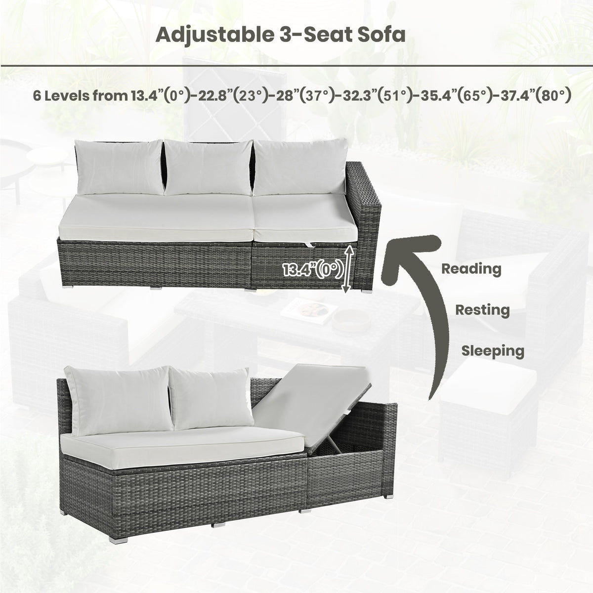 Outdoor 6-Piece All Weather PE Rattan Sofa Set, Garden Patio Wicker