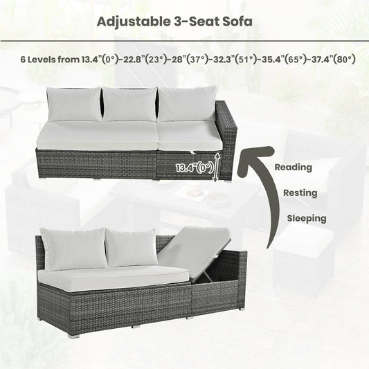Outdoor 6-Piece All Weather PE Rattan Sofa Set, Garden Patio Wicker