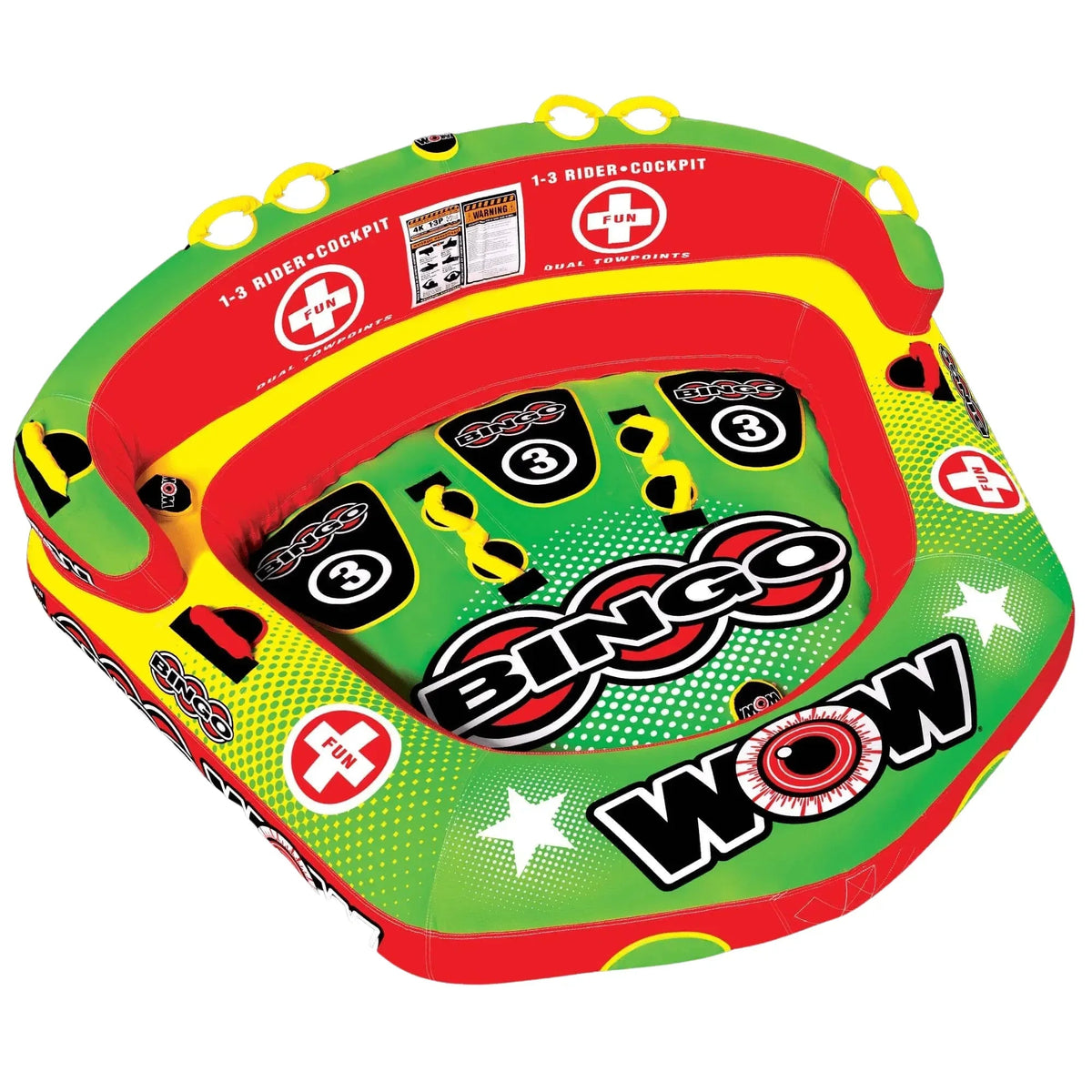 WOW Watersports Bingo 1-3 Person Cockpit Ski Tube w Foam Handles - Snagva