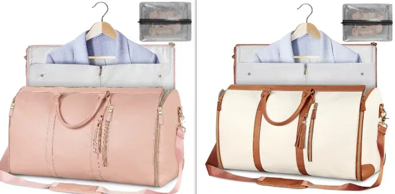 Large Capacity Travel Duffle Bag Women's Handbag Folding Suit Bag Waterproof Clothes Totes - Snagva