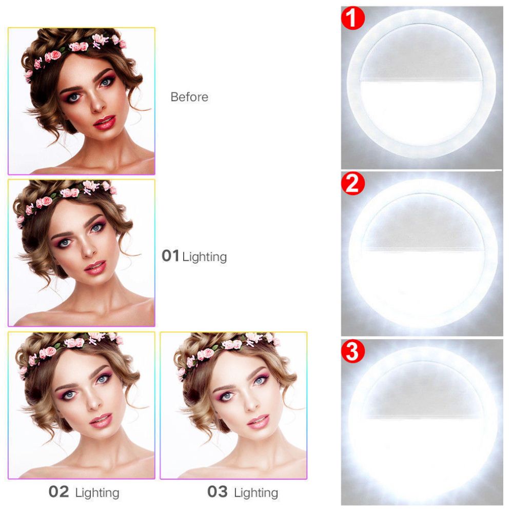 Selfie ring light clip mechanism detail view
