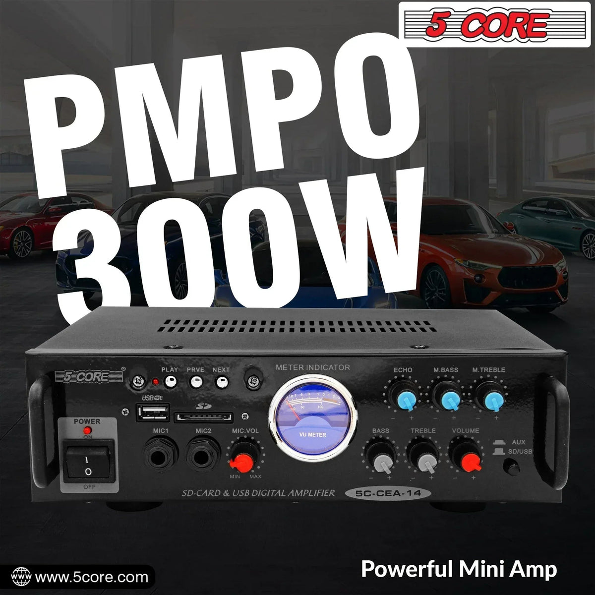 5Core Dual Channel Amplifier Car Audio System 300W Audio Reciver Car - Snagva