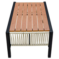 Multi-person Outdoor Iron Sofa Set with A table, Rattan Decoration,