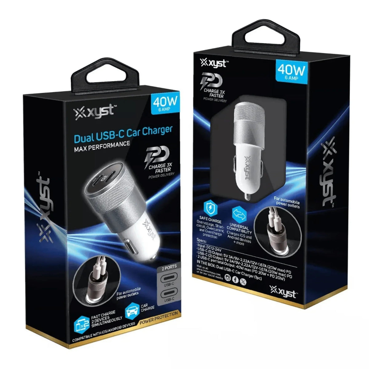 Xyst 40-Watt Dual USB-C Car Charger - Snagva