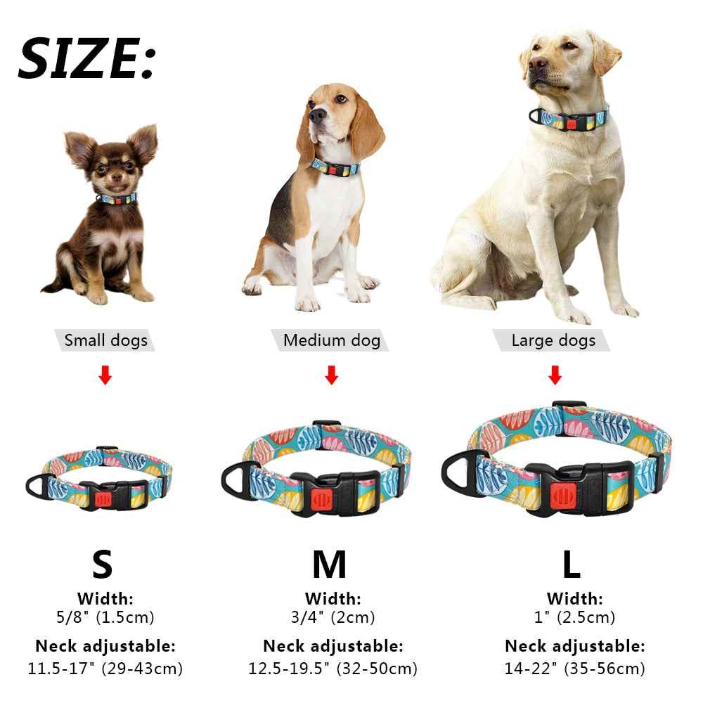 5 Colors Collar Dog Nylon Printed Pet Puppy Dog