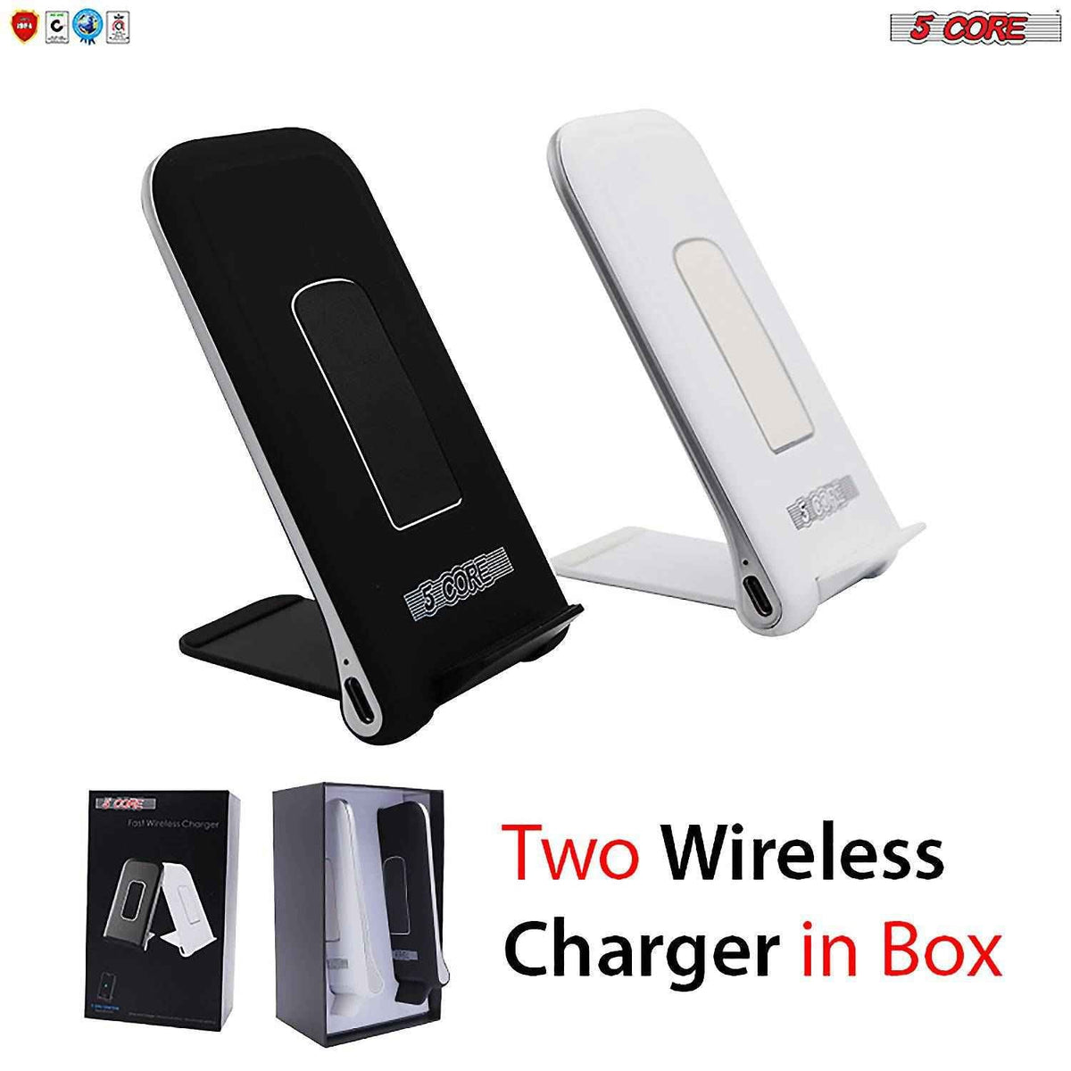 5 Core Wireless Charger 10W Max Fast Wireless Charging Pad Glass Top
