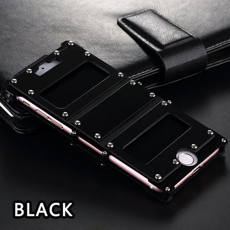 Silver Steel Armour iPhone Case II displayed side view emphasizing full wraparound protection